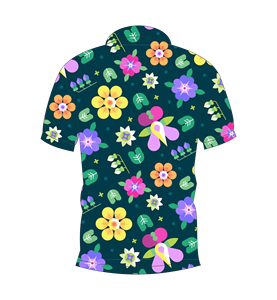 Polo pour homme à imprimé floral multicolore bleu marine foncé, manches courtes, décontracté, pour l'été, pour le golf - Product Image 5