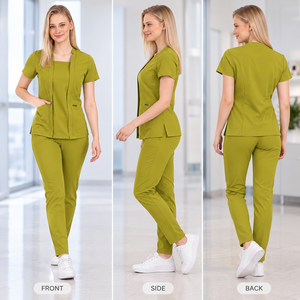 Großhandel 100% Baumwolle OEM Individuelles Logo Krankenschwester Zahnarzt V-Ausschnitt Oberteil Hose Chirurgische Arztuniform für Männer und Frauen Krankenhaus-Uniformset - Product Image 2