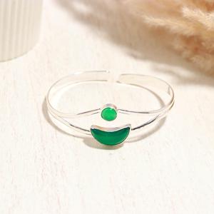 Bracelet en argent 925 fait main avec onyx vert |   Bijoux minimalistes en pierres précieuses pour femmes - Product Image 4