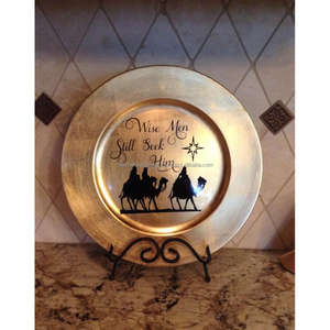Oh Holy Night Red Charger <b>Plate</b> Dinnerware <b>Decorative</b> Serving Dish Tray High Enamel Finishing Metal Charger <b>Plate</b> <b>for</b> Holiday - Product Image 2