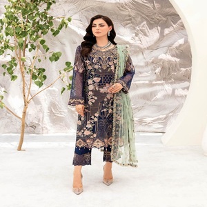 Indian and <b>Pakistani</b> Embroidery Work <b>Dress</b> for Women Three Piece Saari Salwar Kameez Party Wear on <b>Eid</b> Sale - Product Image 2