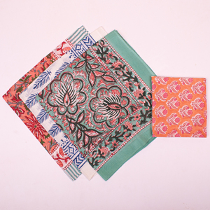 Organic Cotton <b>Square</b> Fashion Block Printed <b>Scarf</b> Plant Based Dye 21x21 Bandana Ethically Sourced Hand Stamped Kerchief - Product Image 5