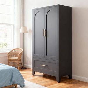 Armario Metálico de 2 Puertas y 60 Pulgadas de Alto con 1 Cajón y Barra para Colgar, para Dormitorio, Oficina, Lavandería, con Estante - Product Image 4