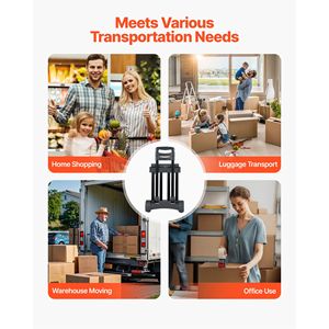Carrello Pieghevole a 4 Ruote con Capacità di Carico di 131 kg, Carrello per Bagagli Richiudibile con 2 Corde Elastiche e Base Espandibile - Product Image 2
