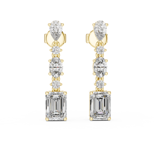 Ensemble de boucles d'oreilles pendantes UNIQUE pour femmes, plaqué rhodium, or rose 18 carats, diamants de laboratoire 2,8 carats, taille mixte, pour le quotidien, le bureau et les événements élégants - Product Image 6