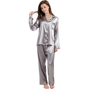 Ensemble de pyjama en satin doux uni pour l'été, taille élastique personnalisable, short de nuit – Vente chaude - Product Image 2