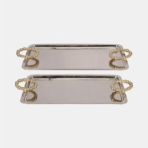 Luxurious Heavy-Duty Cast Iron Decorative Riser <b>Tray</b> Vintage Gold Finished Sideboard Display - Product Image 6