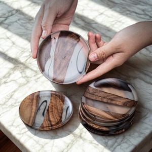 Wood & Resin Coaster Solid Wood <b>Round</b> Cup Holder Tea <b>Mat</b> with Heat-resistant Feature Epoxy Resin <b>Mat</b> & Pads - Product Image 4
