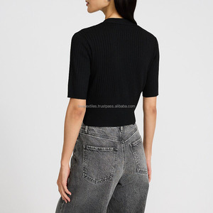 Women's 2027 Winter Standard Thickness cropped <b>Wool</b>/Acrylic <b>Cardigan</b> High Quality <b>Black</b> Solid Color Trendy Covered Button - Product Image 2