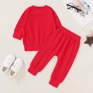 ชุดเสื้อผ้าเด็กแบบ unisex แขนยาว สีพื้น กางเกงขายาว ชุด 2 ชิ้น สำหรับฤดูหนาว ชุดเด็กวัยหัดเดิน ผ้าโพลีเอสเตอร์/ผ้าฝ้าย/ผ้าฟลีซ - Product Image 2