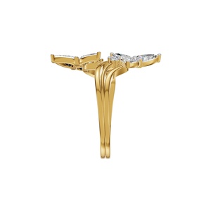 Yellow <b>Gold</b> Marquise Diamond Flower <b>Cocktail</b> <b>Ring</b> Women's Romantic Engagement <b>Ring</b> Prong Setting - Product Image 3