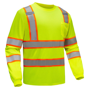 Camisa de Seguridad de Alta Visibilidad, Color Amarillo Naranja y Negro, de Malla, Manga Larga, Impermeable, Transpirable, ANSI Clase 3, Poliéster, 5CM - Product Image 3