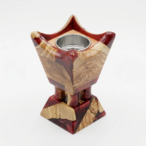 Brûleur à Bakhoor en bois fait main, Mabkhara de luxe, encensoir arabe à l'oud, décor en résine dorée - Product Image 5