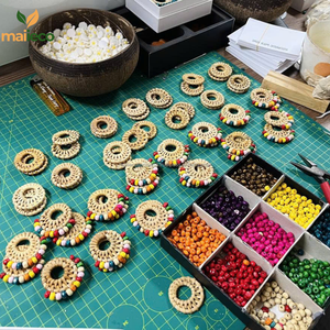 ต่างหูหวายที่ทำด้วยมืออย่างยั่งยืนเครื่องประดับแฟชั่นฤดูร้อนวินเทจพร้อมห่วงออกแบบส่วนบุคคลสำหรับสวมใส่ชายหาด - Product Image 3