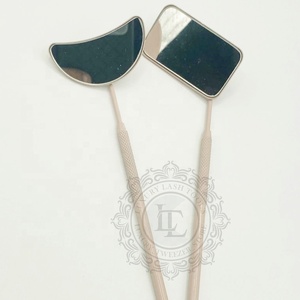 Revêtement en poudre de pêche de haute qualité Moon Cut Miroir de maquillage en acier inoxydable Top vente Miroir d'extension de cils Meilleure offre de prix - Product Image 2