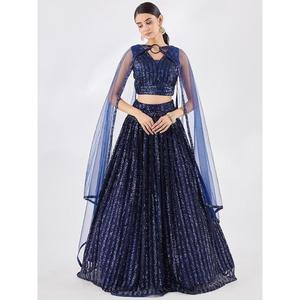 Hermosa ropa de fiesta de red de lentejuelas azul Lehenga Choli con Dupatta - Product Image 2
