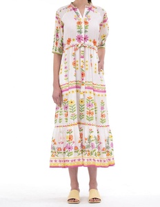 Nuevo Vestido Casual Clásico para Mujer, Talla Grande, Silueta en A, 100% Algodón Chifón, Estampado Floral, con Bolsillos Laterales, Largo hasta la Rodilla - Product Image 4