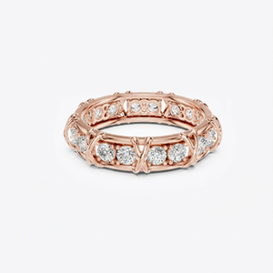 Anillo de Eternidad Chapado en Oro Rosa con Diamantes Cultivados en Laboratorio, Banda Completa de Oro Sólido de 18K con Engaste de Garra, Joyería para Mujer para Boda, Aniversario o Fiesta - Product Image 2