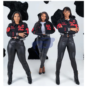 Delta |   Sigma |   Chaqueta Universitaria para Mujer Theta DST Sorority, Chaqueta Corta de Invierno de Poliéster/Algodón, Roja Clásica Bordada y Transpirable - Product Image 2