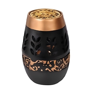 Brûleur d'encens Mabkhara en verre cristal de luxe personnalisé, support en métal doré pour Bakhoor Oud arabe, ensemble Mubkhar en métal pour la décoration intérieure - Product Image 4