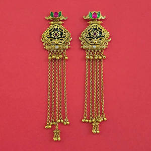 Pendientes de araña étnicos chapados en oro con piedras de circonita y diseño floral para mujer, joyería de boda - Product Image 2