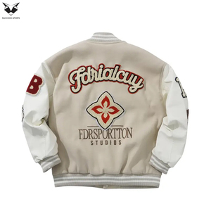 Blousons universitaires de baseball pour hommes, coupe ample, en mélange de polyester enduit PU, avec logo et lettrage, collection Printemps-Automne 2026, style vintage - Product Image 2