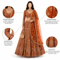 Ensemble de Lehenga de mariée de créateur haut de gamme, style papillon, richement brodé et orné de sequins, pour mariage et soirée