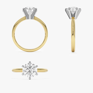 Bague de fiançailles classique en or jaune avec diamant rond taille brillant, bijoux pour femmes - Product Image 4