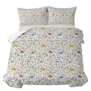 Queen Size Soft Bedding Set 3-Piece Mushroom Decoration Pattern Duvet Cover with 2 Pillowcases Zipper Closure for Home - Product Image 6