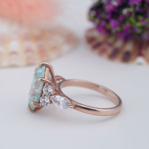 Factory Direct Wholesale 925 Sterling <b>Silver</b> <b>Emerald</b> Cut Prong Romantic Natural Moss Agate Wedding <b>Rings</b> Custom Logo for Unisex - Product Image 3