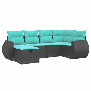 Grand ensemble de canapés de jardin en polyrotin noir et acier thermolaqué, mobilier de patio - Product Image 2