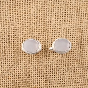 Niharika Gems Indian Handmade Luxury Oval Cut Selenite Gemstone <b>Cuff</b> Links Set In 925 Sterling <b>Silver</b> Plated Jewellery Unisex - Product Image 2