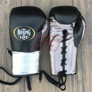 Gants de boxe personnalisables « No Boxing No Life » pour entraînement et sparring, à fermeture auto-agrippante et à lacets, en cuir de vachette, séchage rapide, OEM/ODM - Product Image 5
