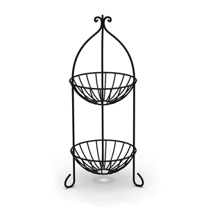 Modern Metal <b>Wire</b> 2 Tier Storage <b>Basket</b> Set Circle Shape <b>Stackable</b> Kitchen Organizer with Handle - Product Image 2