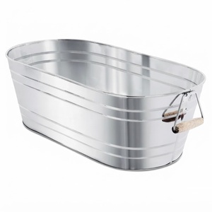 Wholesale Oval <b>Galvanized</b> Beverage <b>Tub</b> with Handles Large Metal Ice Bucket for Wine Beer and Drinks Outdoor Party Chiller - Product Image 4