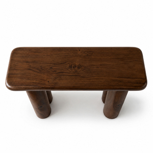 Niwara Bisoepo Indonesia Solid Suar Wood Oval <b>Console</b> <b>Table</b> Walnut Finish Cylinder <b>Leg</b> Sculptural Design Living Room Hallway - Product Image 3