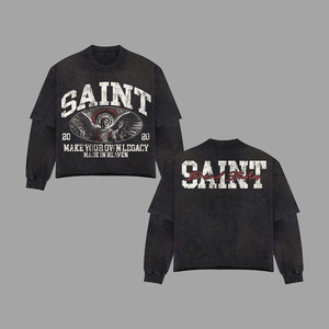 New Fashionable Custom Best Quality Logo Screen Print Men <b>T</b>-Shirt 100%Cotton Double Layer Long Sleeve Men Oversized <b>T</b> Shirt - Product Image 5