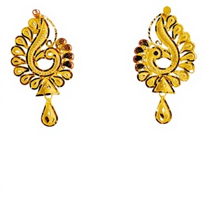 22k Solid Gold Peacock Stud <b>Earrings</b> Traditional Indian Jewelry 916 Hallmarked Gold <b>Tops</b> for Women 1.970g Handmade Jewelry - Product Image 2