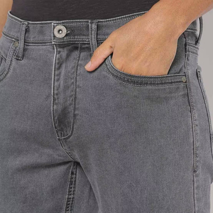 Pantalones vaqueros grises de corte recto para hombre, de cintura alta, de algodón lavado a la piedra, casuales, antiencogimiento, con cierre de botón, de peso medio, para otoño - Product Image 4