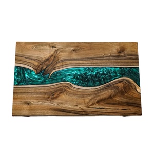 Custom Designed Epoxy <b>Resin</b> <b>Table</b> with Random Natural <b>Wood</b> Inlay Metal Base Artistic Finish Ideal <b>for</b> Luxury Dining Room Decor - Product Image 6
