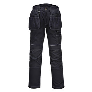 Pantalones de trabajo tipo cargo transpirables de algodón/poliéster para hombre, personalizables, resistentes, con bolsillos para rodilleras y funda para herramientas. - Product Image 1