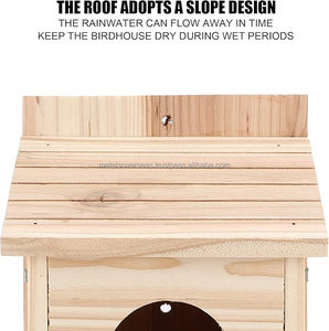 บ้านไม้กระรอกสำหรับสวนที่มีคุณภาพทนทานพร้อมตัวป้อนกระรอกทำจากไม้ - Product Image 2