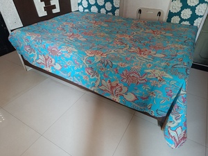Floral Bird Print Bohemian <b>King</b> Modern All-Season Printed Denim Patchwork Handmade Cotton Filling Home Use Quilt <b>Bedspread</b> - Product Image 1