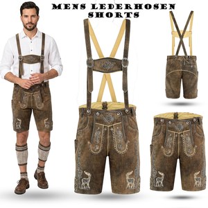 Men's Lederhosen Shorts High Waist Embroidered <b>Animal</b> <b>Pattern</b> Button Fly Vintage Breathable Casual Shorts Trachten Bavarian - Product Image 1