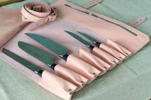 Porte-couteaux en cuir de luxe, enroulable, avec protection anti-odeur, robuste, multifonctionnel, étui de rangement pour cuisine LSKR-0057 - Product Image 6