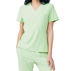 Custom Logo Women V Neck Medical Scrubs <b>Set</b> 94% Polyester 6% Spandex Multi Pocket Nurse Uniform Hospital Workwear Wholesale - Product Image 1