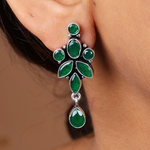 Wholesale Oxidized <b>Silver</b> Multi <b>Earrings</b> for Women | Handmade Boho <b>Dangle</b> <b>Earrings</b> | Ethnic Gemstone Jewelry Bulk - Product Image 4