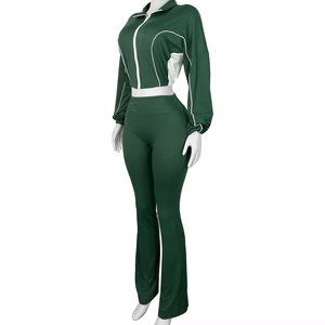 Pantalones de Dos Piezas para Mujer, Estilo Europeo Americano, Primaverales, con Doble Costura, Contraste de Color, Cierre de Cremallera, Spandex, Micro-horn - Product Image 5