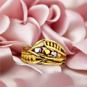 Bague tendance pour femmes, élégante, en or 22 carats, design cœur, bague pour femmes, bijoux élégants et à la mode, cadeau pour filles - Product Image 1