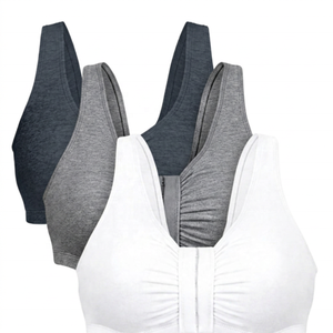 Sujetador deportivo de yoga con cuello en U y espalda cruzada para mujer, talla grande, soporte ligero, espalda de punto con botones, blanco, beige, negro - Product Image 6